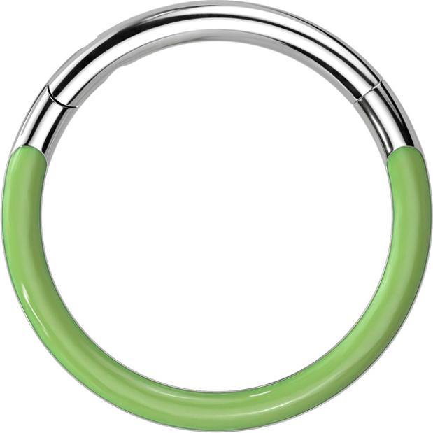 Produktbild Star Piercing Micro Segmentring klappbar silber front grün "Glow" (ohne Messing, Titan)