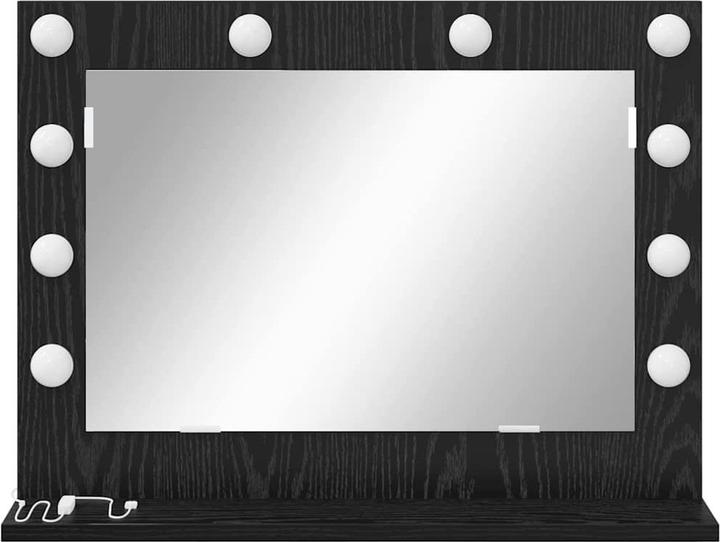 Produktbild VidaXL Kosmetikspiegel mit LED-Lichtern Schwarz Eichenholz 60x45x18 cm