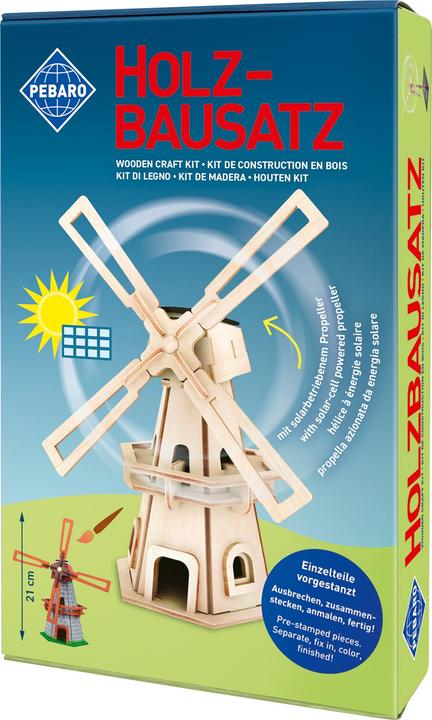 Actual product image Pebaro Wooden construction kit solar windmill