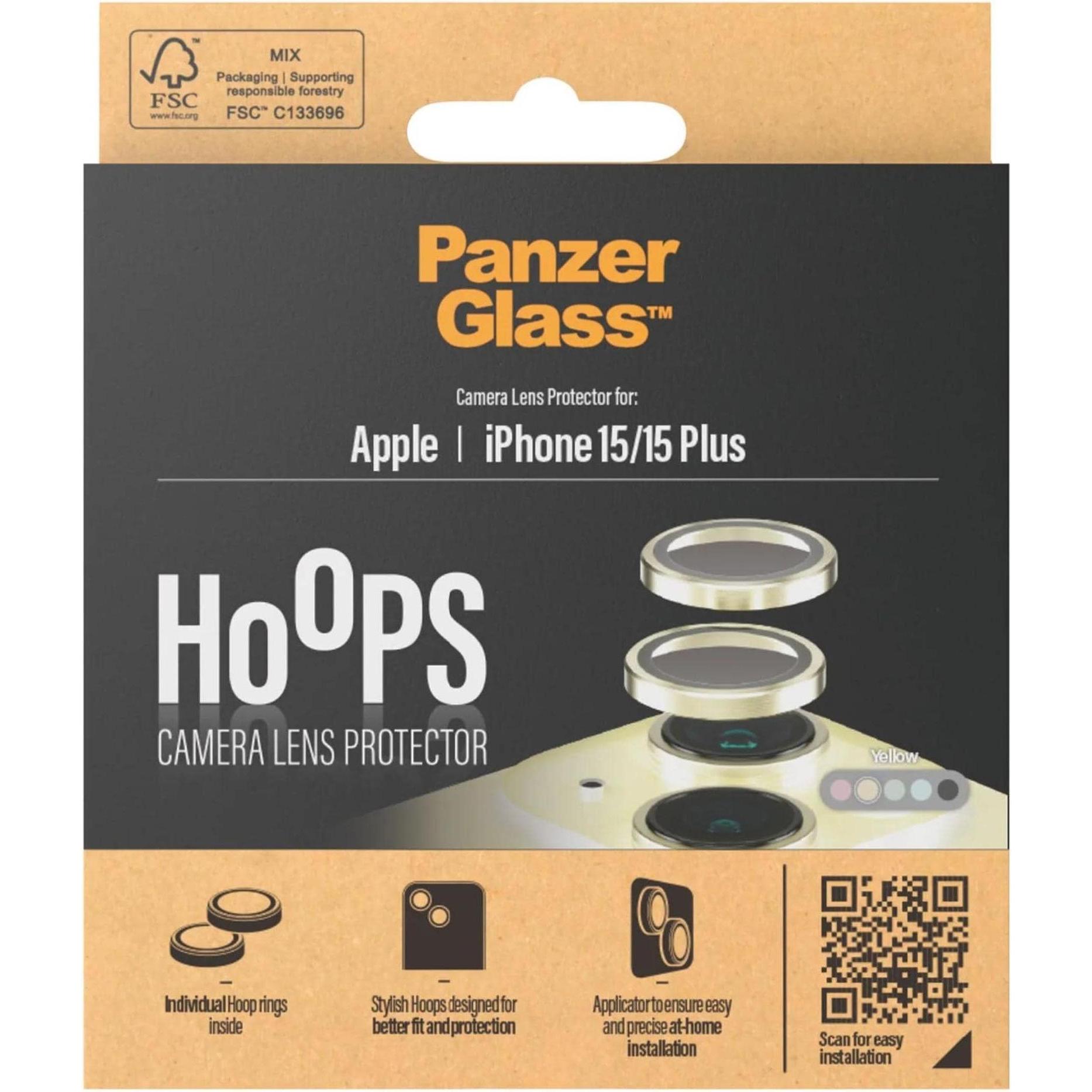 Thumbnail - PanzerGlass Hoops Camera Lens Protector (1 Stück, Apple iPhone 15, Apple iPhone 15 Plus), Smartphone Schutzfolie, Gelb