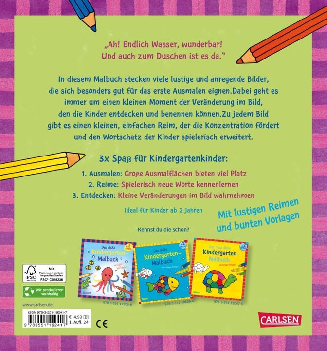 Produktbild Ausmalbilder für Kita-Kinder: Das dicke Kindergarten-Malbuch: vorher und nachher