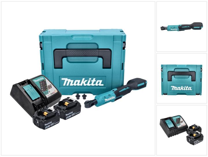 Makita DWR 180 RMJ Akku Ratschenschrauber 18 V 47,5 Nm 1/4" 3/8" + 2x Akku 4,0 Ah + Ladegerät + (1/4")