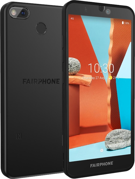 Fairphone 3+ (64 GB, Black, 5.65", Dual SIM + SD, 48 Mpx, 4G)