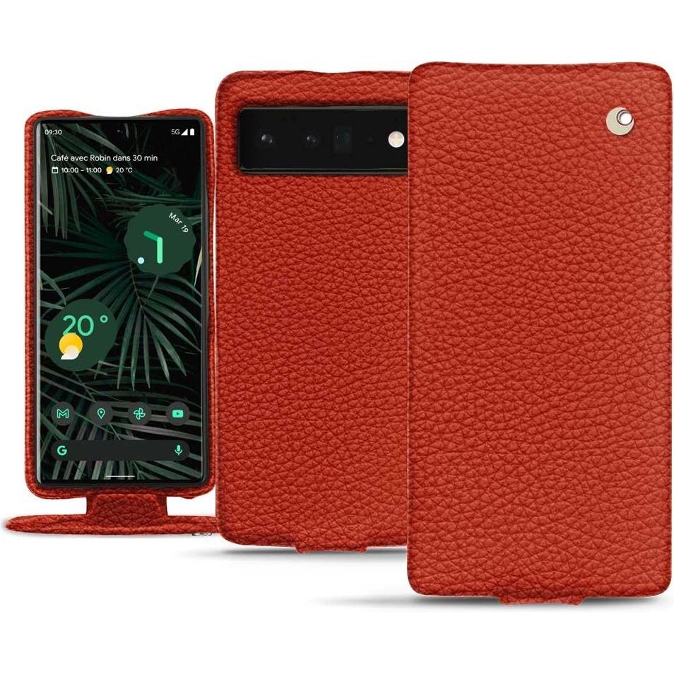Noreve Lederschutzhülle vertikal (Google Pixel 6 Pro), Smartphone Hülle, Orange
