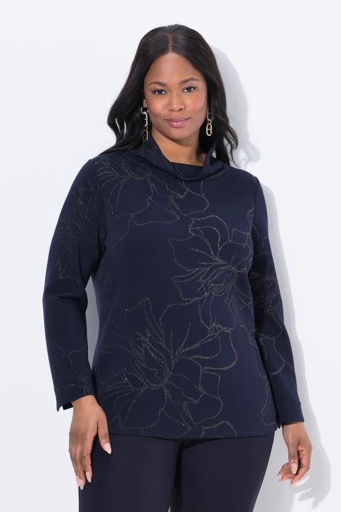 Produktbild Ulla Popken Sweatshirt, Glitzer-Blüten, Stehkragen, Modalmix (42, 44)