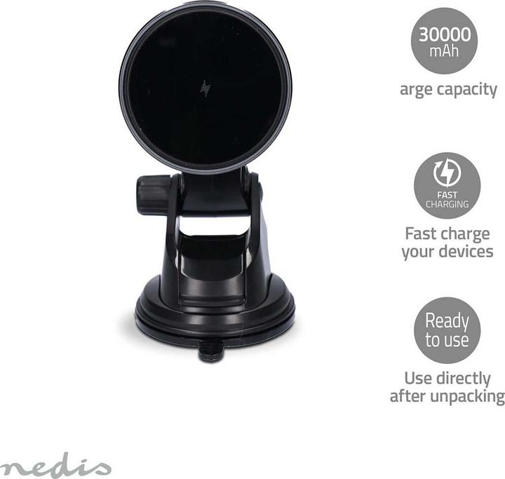 Actual product image Nedis Wireless car charger | Qi certified | 7.5 / 10 / 15 W | 1.5 / 1.67 / 2 A | 1.00 m | FOD / Übe
