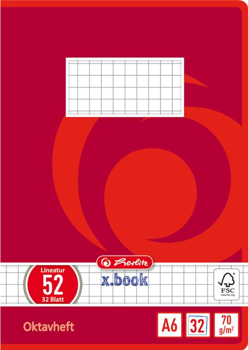 Actual product image Herlitz Octavo notebook x.book, DIN A6, squared, 70 gsm, 32 sheets (A6, Checked, No binding)