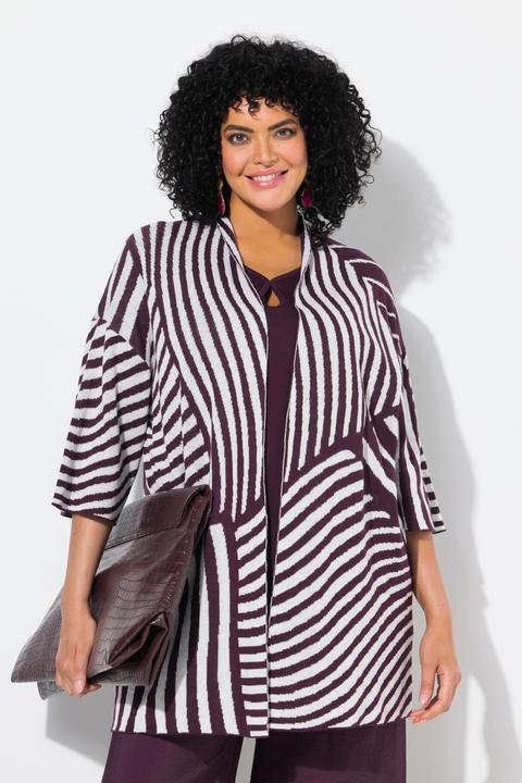 Image du produit Ulla Popken Cardigan en fine maille jacquard à col montant et manches courtes (58)