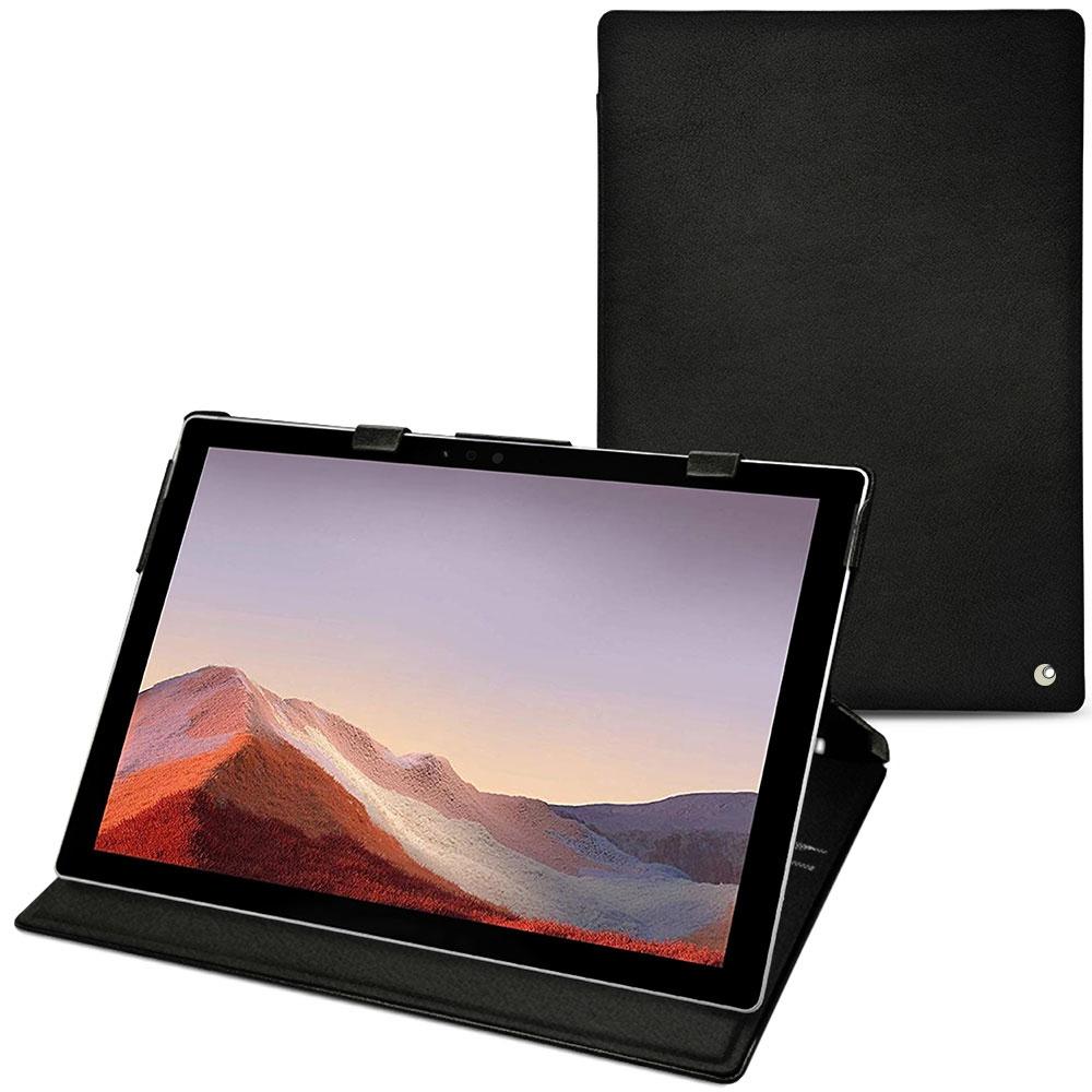 Noreve Lederschutzhülle vertikal (Microsoft Surface Pro 7), Tablet Hülle, Schwarz