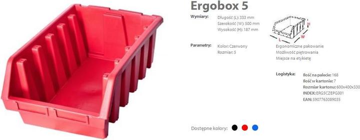 Produktbild Patrol Group ERG5CZEPG001 1 x Ergo XL Plus Sortierkisten Stapelkasten, rot, 333 x 500 x 187 mm (1 Teil)