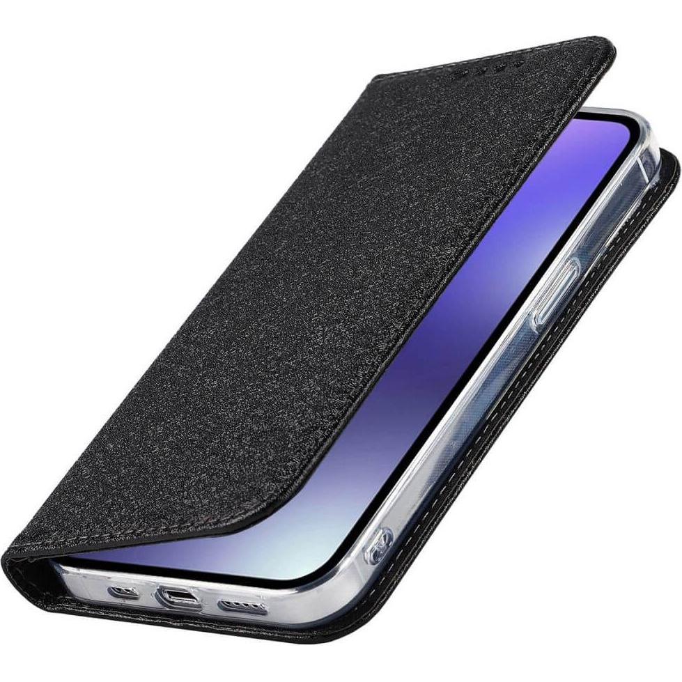 Thumbnail - Cover-Discount iPhone 14 Pro Max - Silk Texture Flip Case schwarz (Apple iPhone 14 Pro Max), Smartphone Hülle, Schwarz
