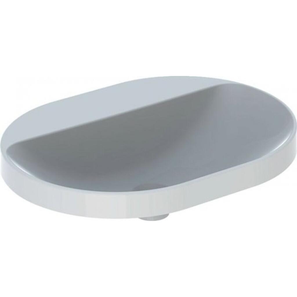 Geberit, Waschbecken, VariForm Einbauwaschtisch elliptisch, 600x450mm, mit Hahnloch, ohne Überlauf (780 mm, 195 mm)
