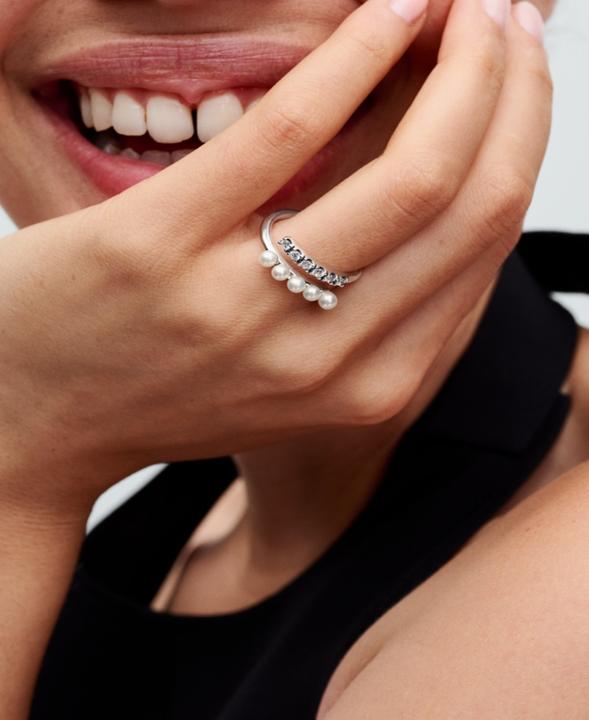 Image du produit Pandora Perles de culture d'eau douce traitées & Pavé Bague ouverte (58)