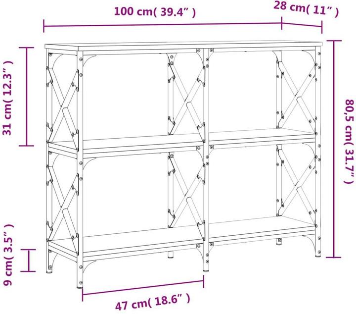 Produktbild vidaXL Konsolentisch (100 x 28 x 80.50 cm)