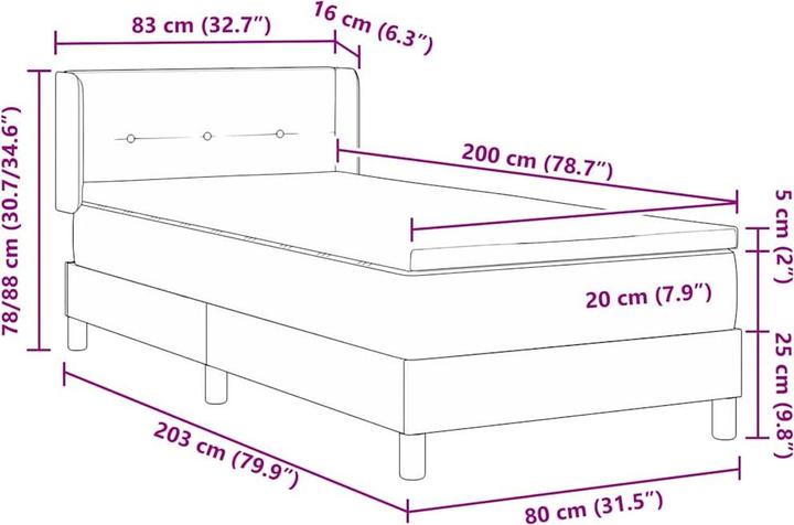 Produktbild vidaXL Boxspringbett (80 x 200 cm)
