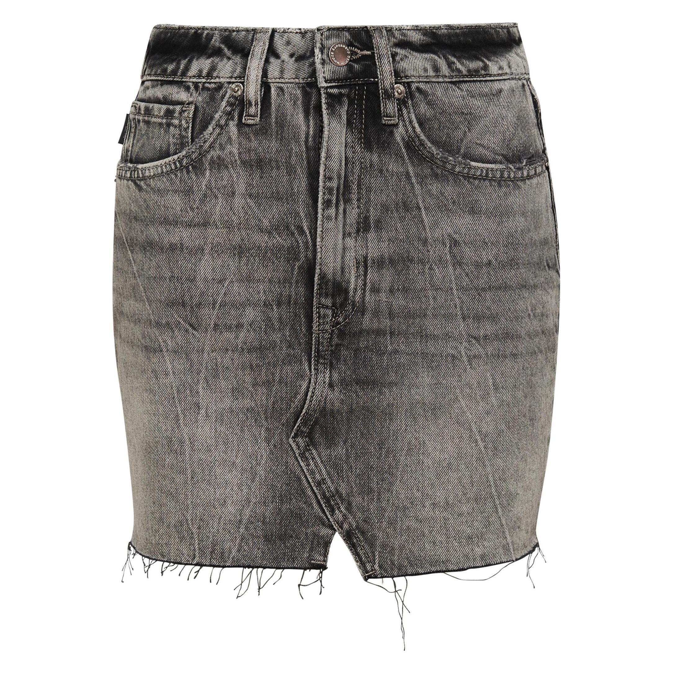 Superdry, Damen, Röcke, Vintage Jeans-Minirock, Schwarz, (30)