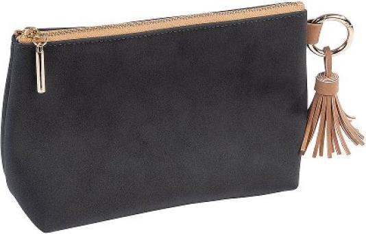 Produktbild Artebene MAJOIE Kosmetiktasche klein soft schwarz – Vegane Leder-Tasche mit Karabinerhaken