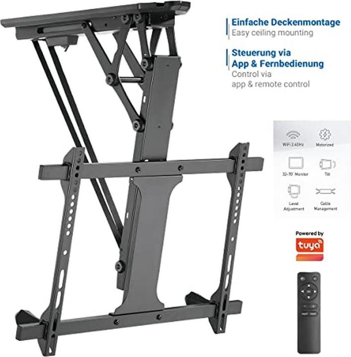 Produktbild LogiLink TV-Deckenhalterung, 3270", elektrisch neigbar, 35 kg max. mit App (Decke, 70", 35 kg)