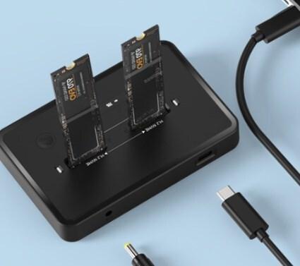 Produktbild Gembird DD2-U3M2 Desktop dual drive USB Type-C M.2 NVME (and SATA) SSD docking station black