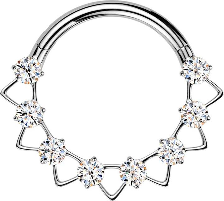 Produktbild Star Piercing Micro Segmentring klappbar silber dreiecke Kristalle silber (ohne Messing, Titan)