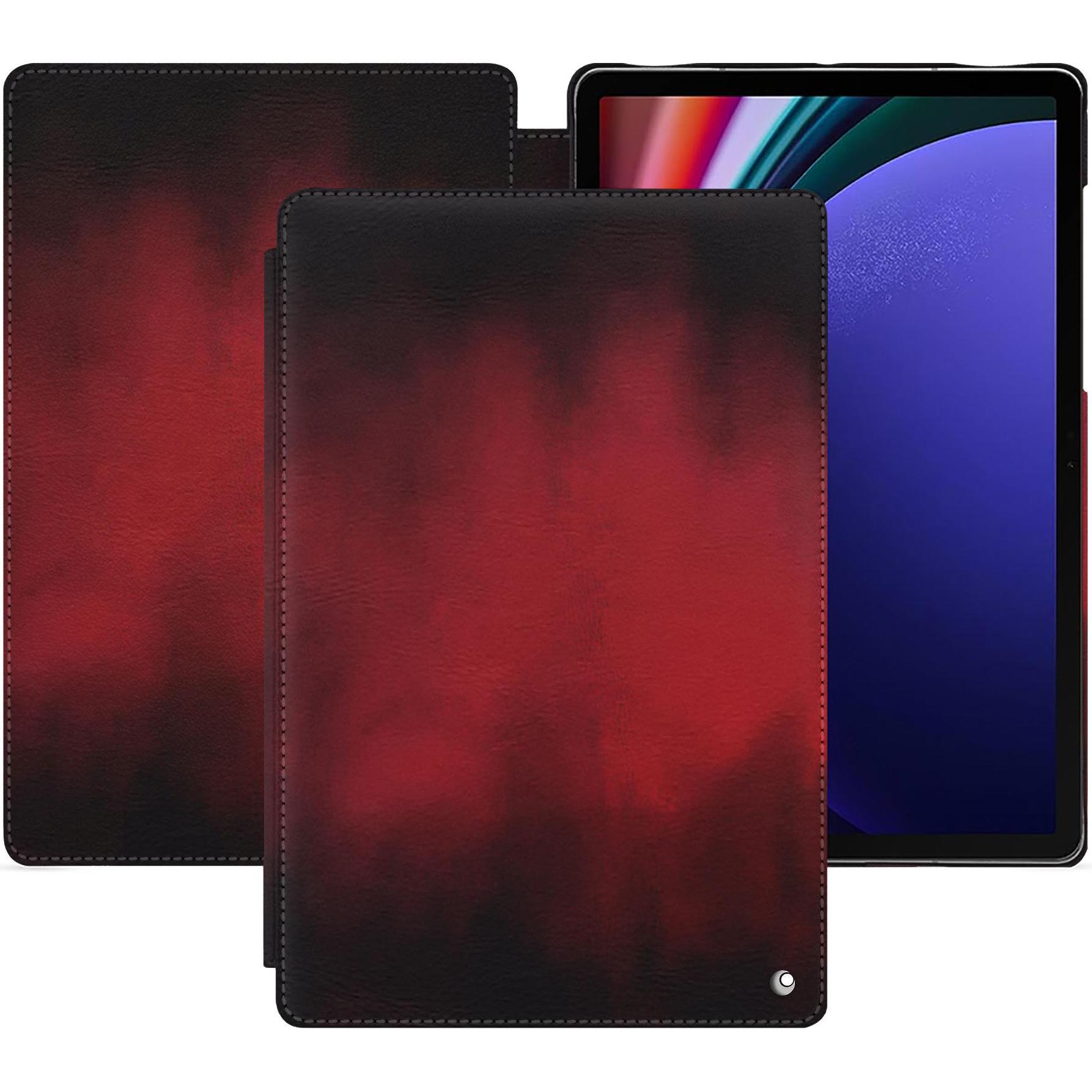 Noreve Lederschutzhülle horizontal (Galaxy Tab S9+), Tablet Hülle, Rot