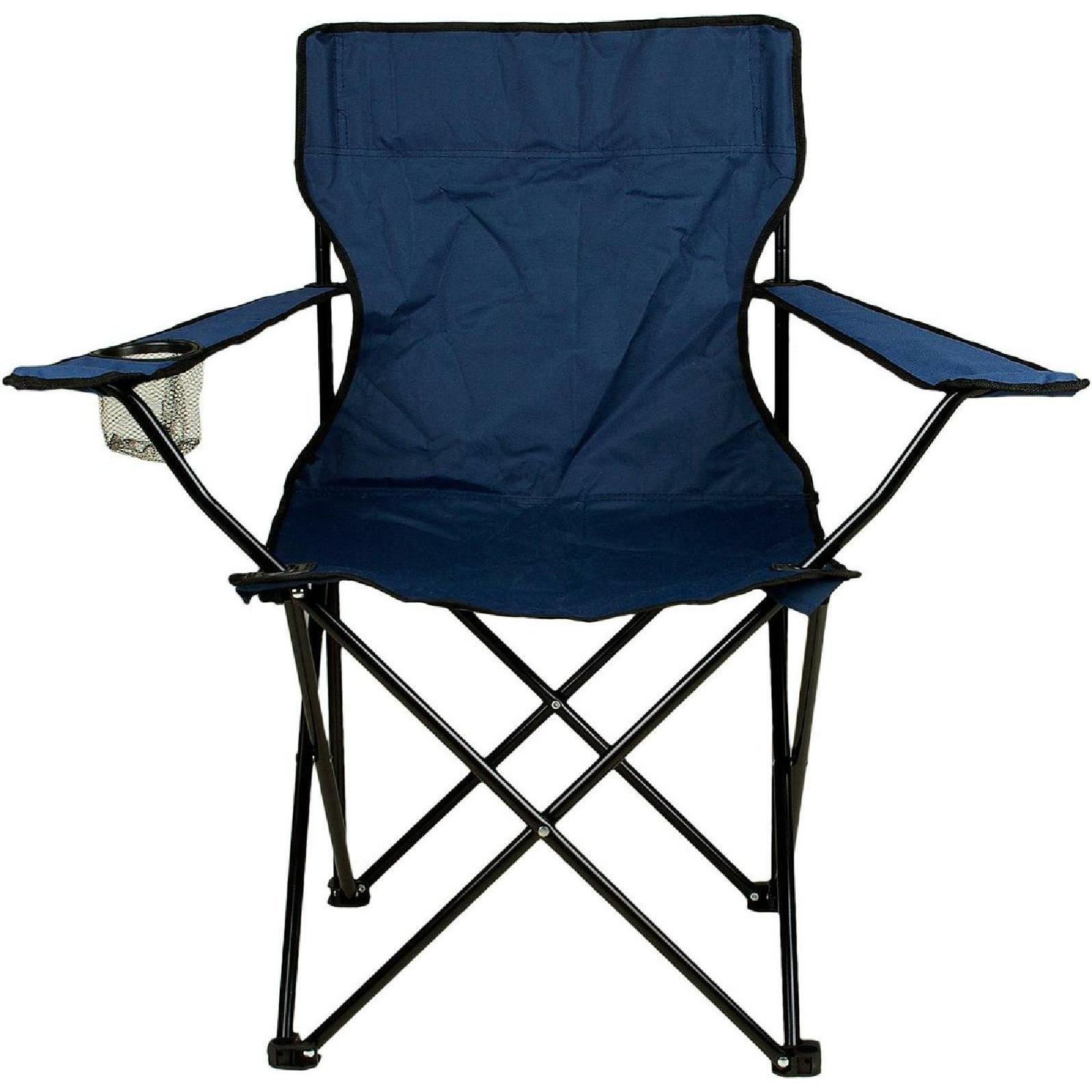 Thumbnail - VCM, Gartenstühle, 2er Set Faltstuhl Campingstuhl mit Armlehne Getränkehalter blau