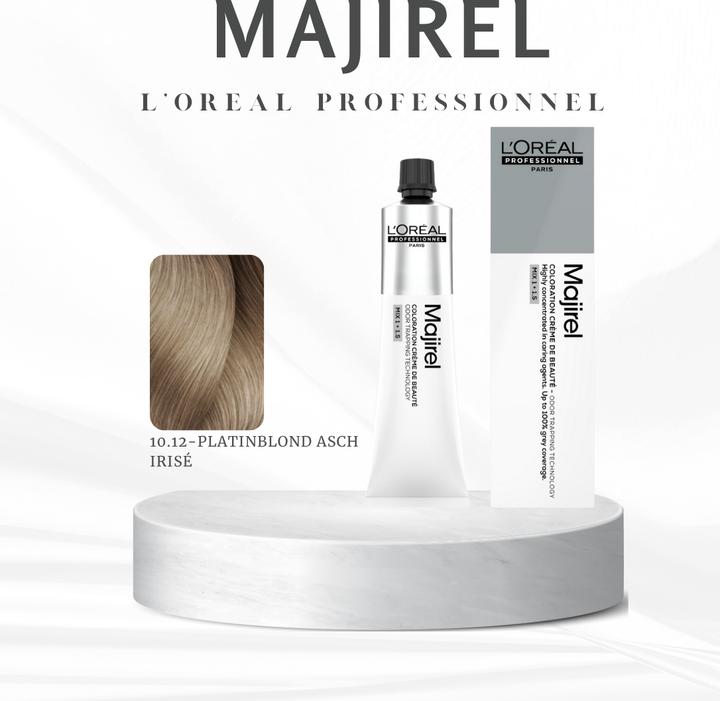 Image du produit L'Oréal Paris L'Oreal Majirel 10.12 Platinum Ash Blonde 60ml (10.12 Blond platine cendré irisé)
