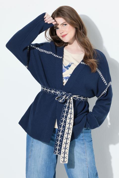 Actual product image Ulla Popken Textured Tie Belt Cardigan (58)
