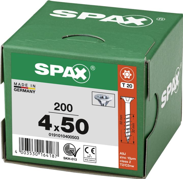 Productafbeelding Spax Universele schroef, T-STAR plus, verzonken kop, Wirox, deeldraad, 4,0 x 50 mm (200 Schroeven per stuk)
