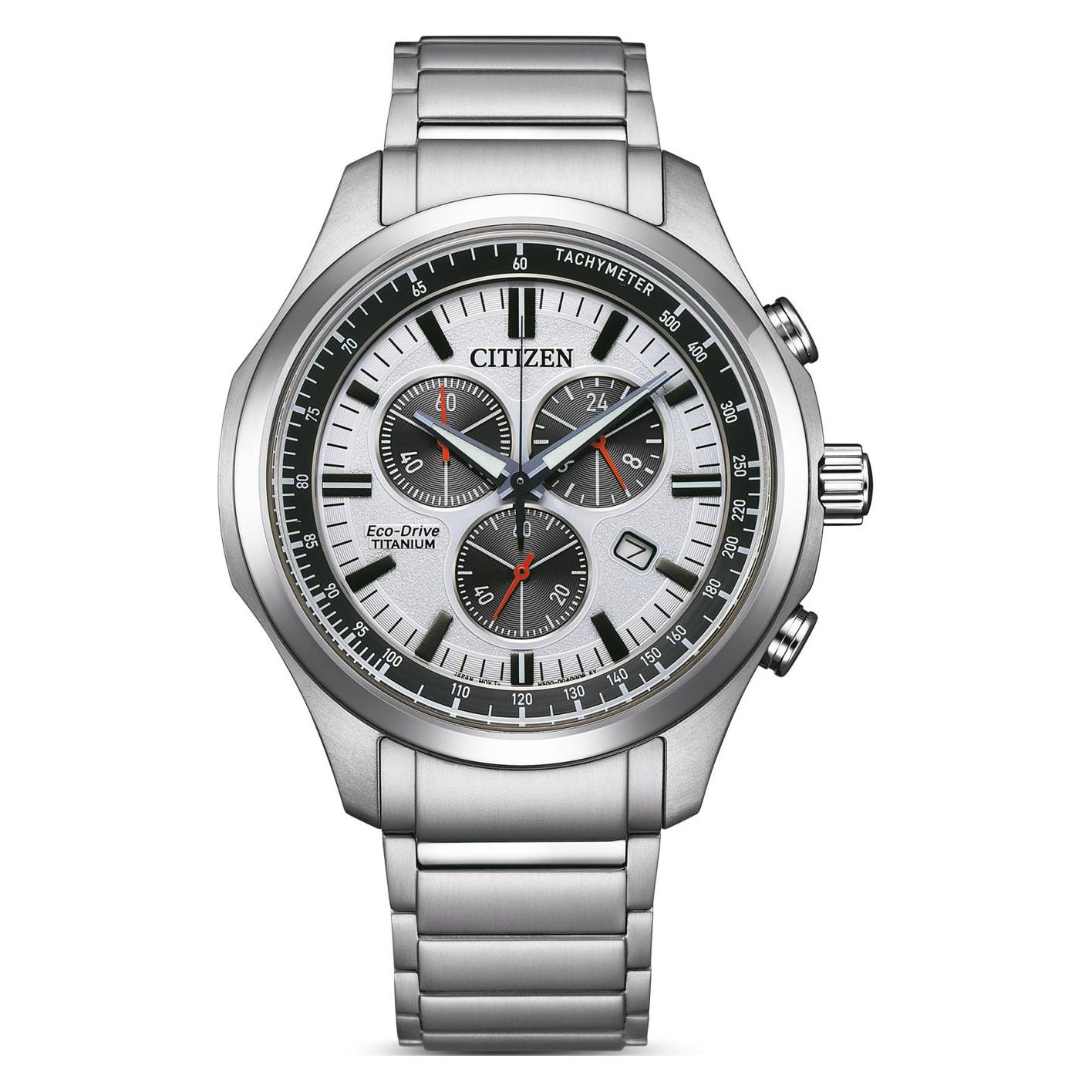 Citizen, Armbanduhr, AT2530-85A Eco-Drive Titanium Chronograph Herren 43mm 10ATM, Silber, (Analoguhr, 43 mm)