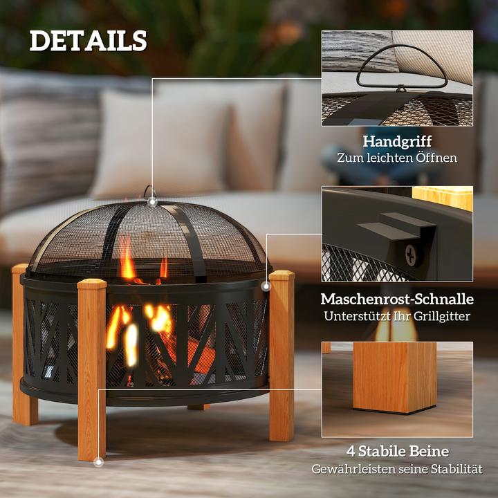 Produktbild Outsunny Feuerschale Metall Schwarz+Braun (75 cm)