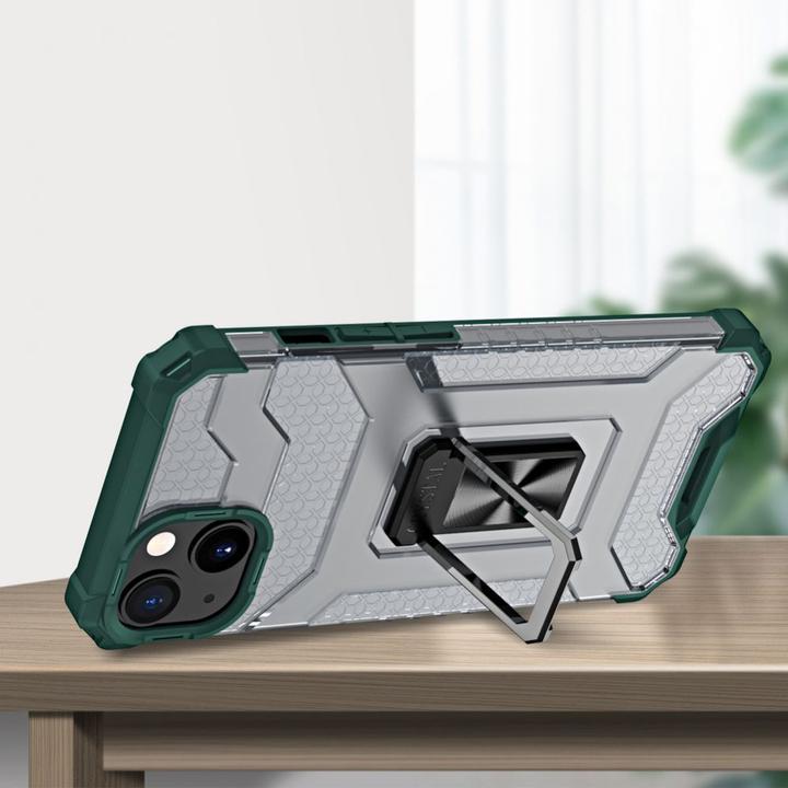 Produktbild Hurtel Crystal Ring Case Kickstand Tough Rugged Cover for iPhone 13 green (Apple iPhone 13)