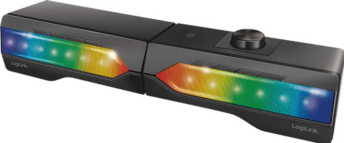 Immagine prodotto LogiLink Soundbar mobile con luce per feste, sistema audio da gioco 2 in 1 (6 W, Canale 2.0)