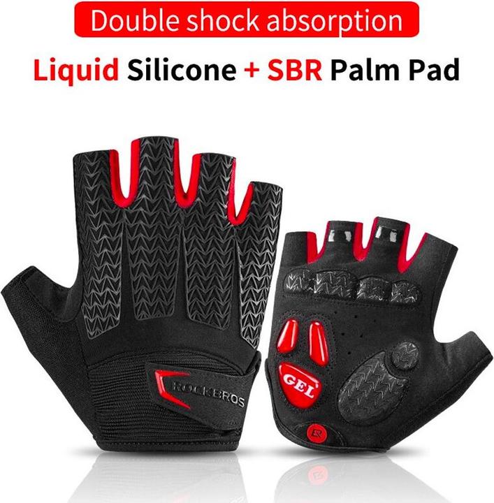 Rockbros S169BR L cycling gloves with gel inserts - black and red