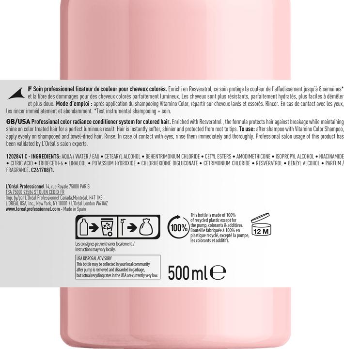 Nutritional values and ingredients L'Oréal Professionnel Serie Expert Vitamino Color (500 ml)