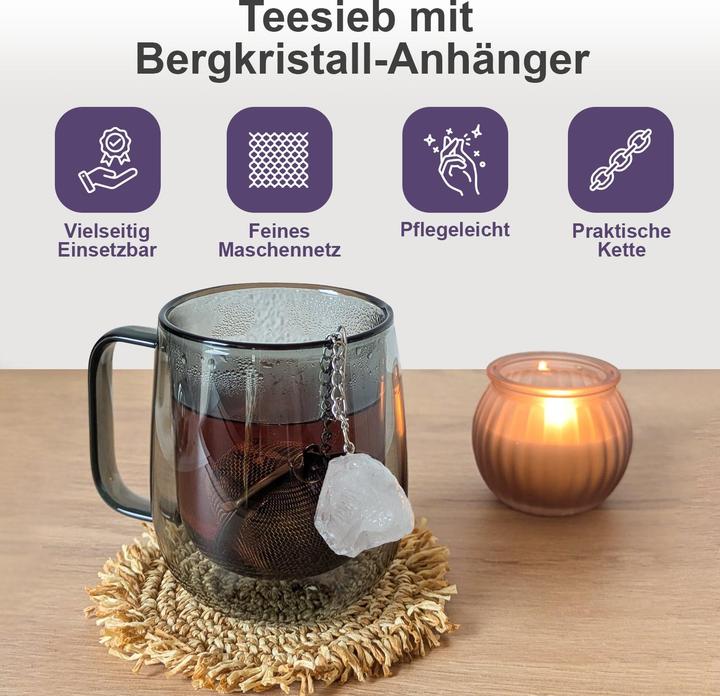 Actual product image Gewürzladen Näfels Teesieb mit Bergkristall-Anhänger, Teeei, Teekugel, Gewürzsieb