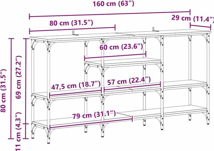 Produktbild vidaXL Konsolentisch (29 x 29 x 80 cm)