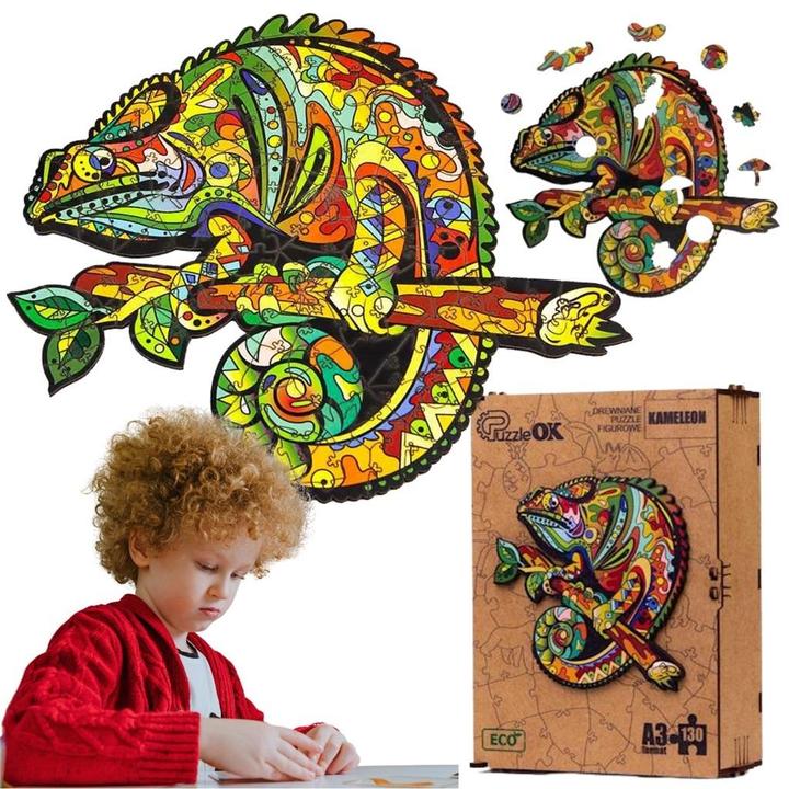 Actual product image PuzzleOk Wooden puzzle Öko 130 Chameleon A3 (130 pieces)