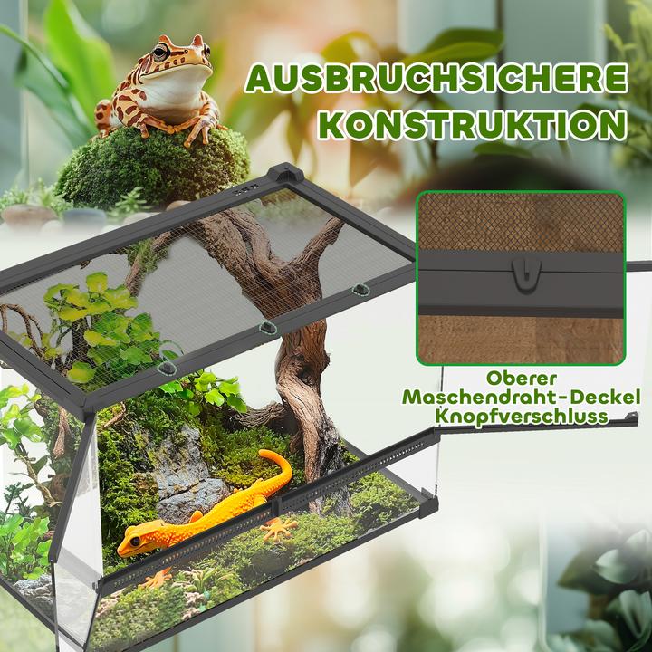 Image du produit PawHut Terrarium Hartglas, Stahl Schwarz