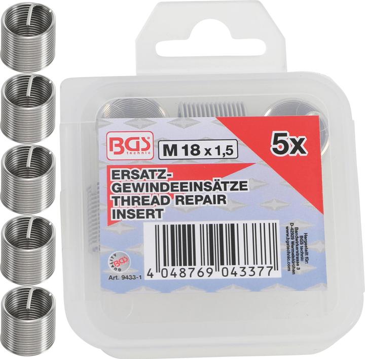 Image du produit BGS Inserts taraudés M18 x 1,5 mm 5 pièces