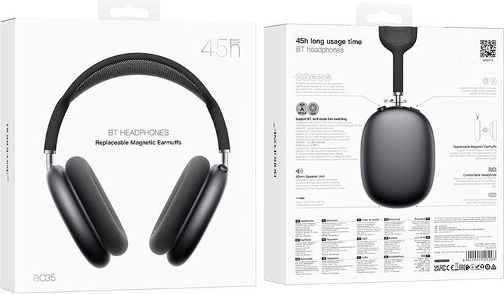 Immagine prodotto Borofone BO35 Niedliche Bluetooth-Over-Ear-Kopfhörer Dunkelgrau (45 h, Senza fili)