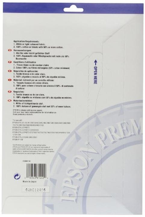 Produktbild Epson S041154 Iron-on-transfer Papier (124 g/m², A4, 10 Stk.)