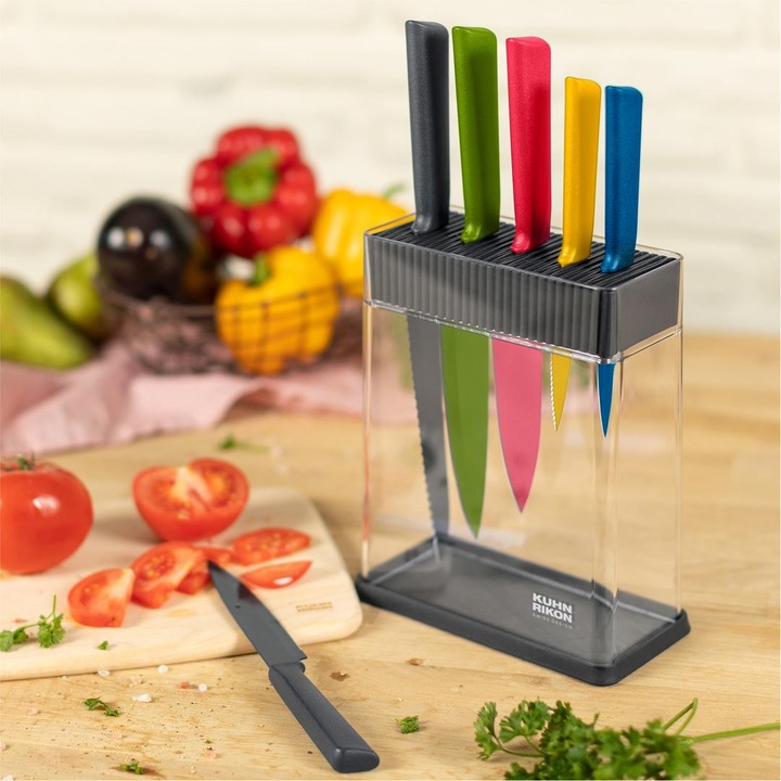 Actual product image Kuhn Rikon Colori+ knives & block set 7 pieces