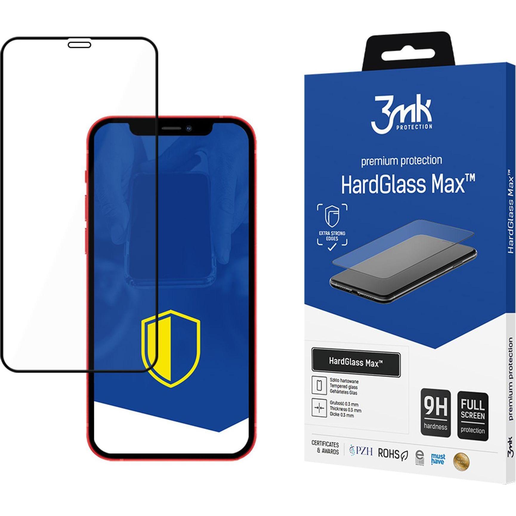 3MK Hardglass Max Privacy Blickschutz Folie (1 Stück, Realme 12 Pro+, Apple iPhone 12), Smartphone Schutzfolie, Schwarz