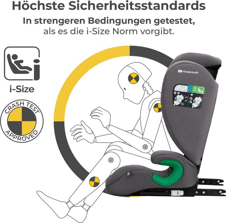 Productafbeelding KinderKraft Junior Fix 2 I-Maat Raket Grijs (Kinderzitje, ECE R129/i-Size standaard)