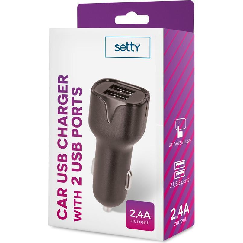 Thumbnail - Setty Autoladegerät 2x USB 2,4A schwarz, Auto Adapter, Schwarz