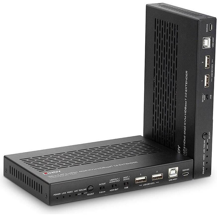 Lindy HDMI HDBaseT 3.0 KVM Extender, KVM Switch, Schwarz