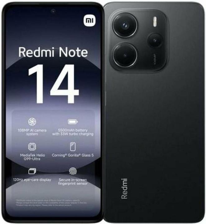 Actual product image Xiaomi Redmi Note 14 (256 GB, Midnight Black, 6.67", Dual SIM, 4G)