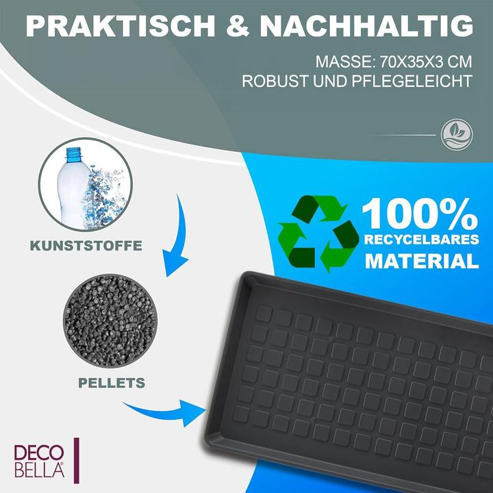 Actual product image DecoBella 3 Stück Schuhabtropfschale | Schuhtablett Grau | 70x35x3 cm Schuhwanne (70 x 35 cm)