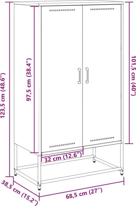Produktbild vidaXL Highboard (38.50 x 68.50 x 123.50 cm)